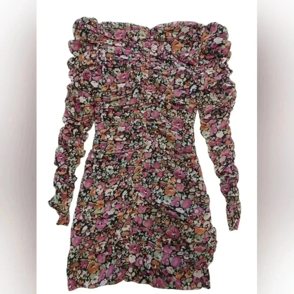 Astr The Label NWT Ruched LS Mini Dress - Picture 5 of 11